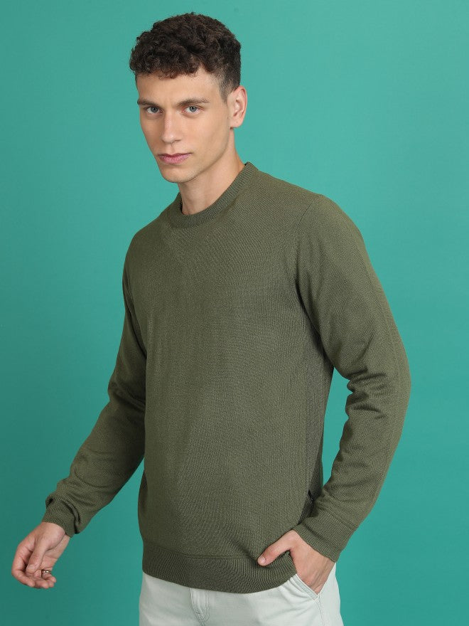 Highlander Men Green Round Neck Sweater - Green - Image 4