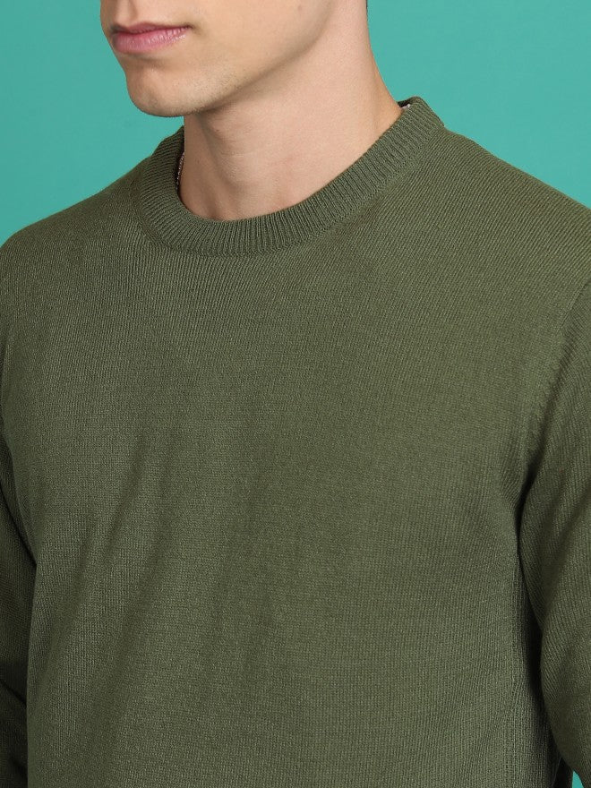 Highlander Men Green Round Neck Sweater - Green - Image 5