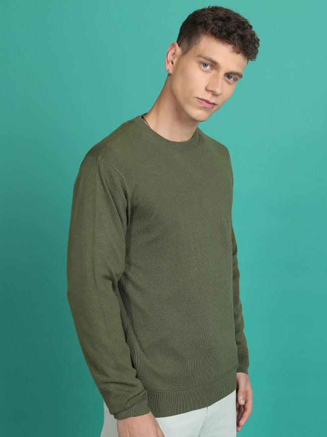 Highlander Men Green Round Neck Sweater - Green - Image 6