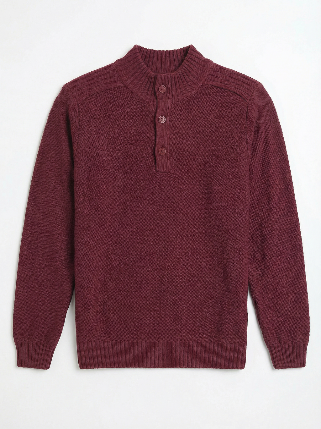 Highlander Men Red High Neck Pullover Sweater - Red - Image 4