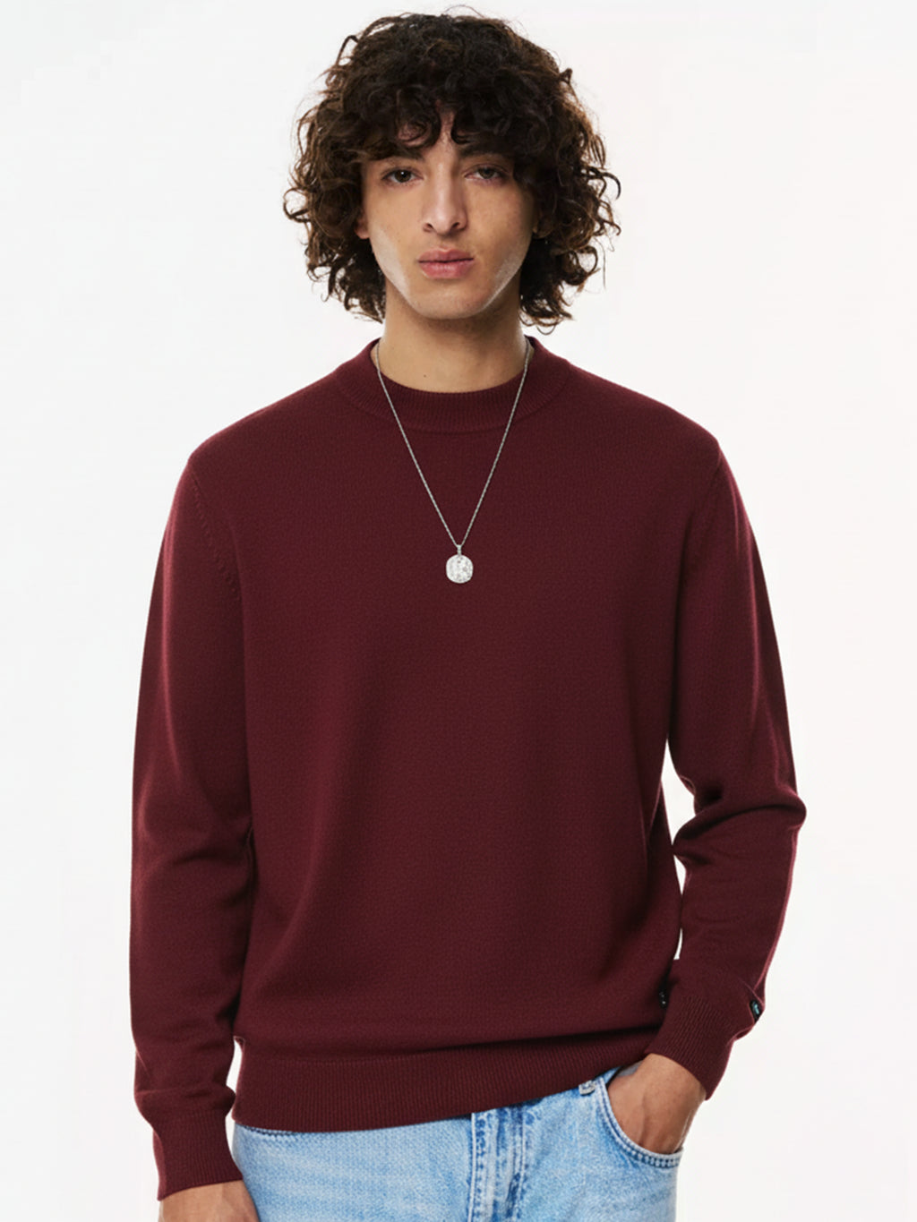 Highlander Men Red Round Neck Pullover Sweater - Red - Image 1
