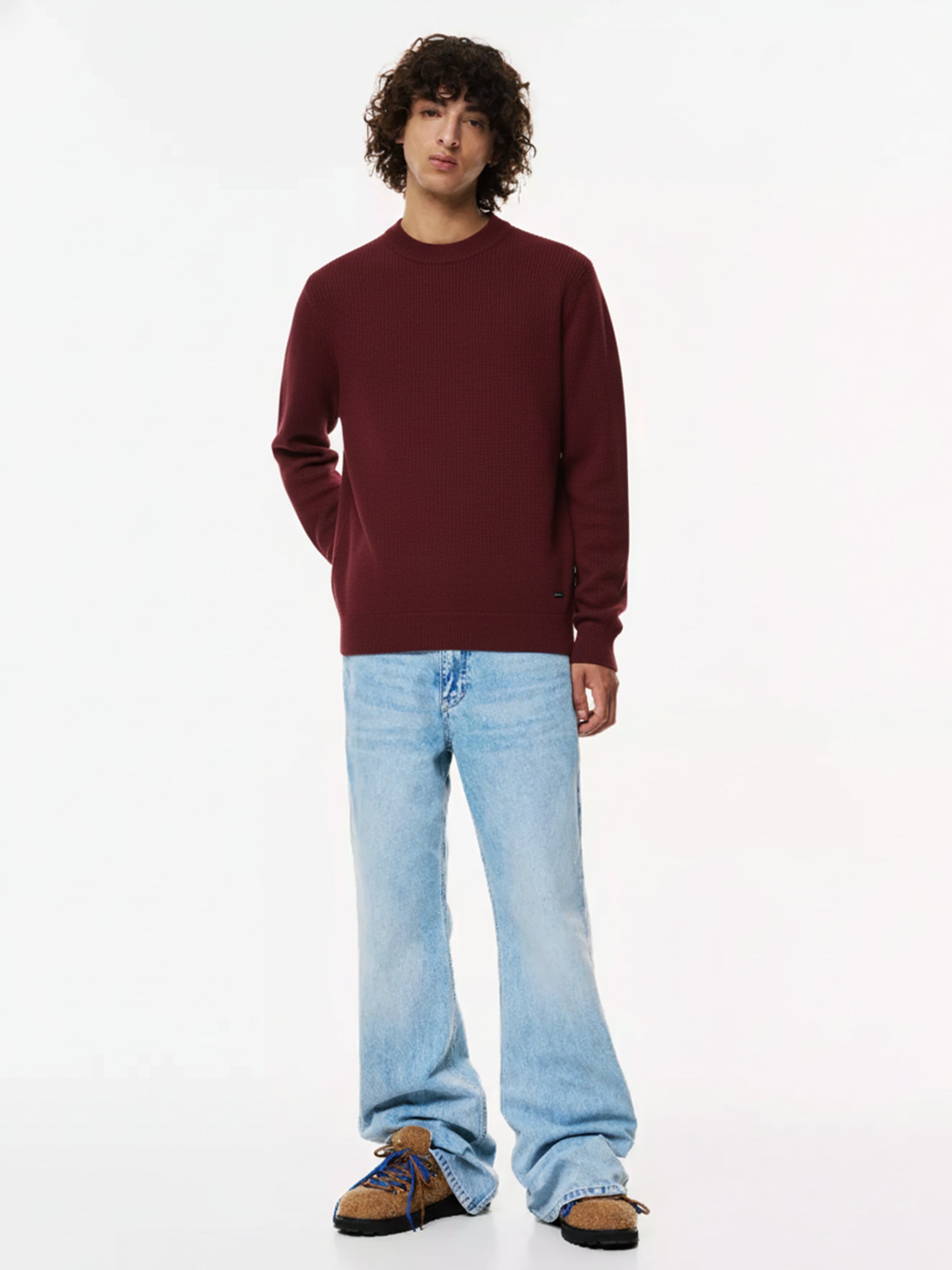 Highlander Men Red Round Neck Pullover Sweater - Red - Image 2