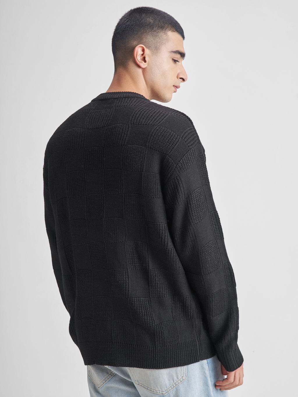 Highlander Men Black Round Neck Pullover Sweater - Black - Image 3