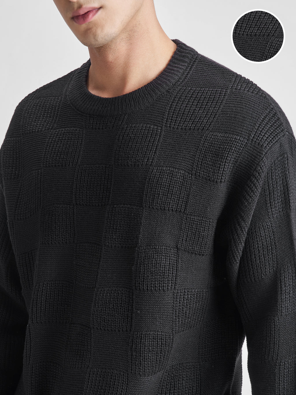 Highlander Men Black Round Neck Pullover Sweater - Black - Image 5