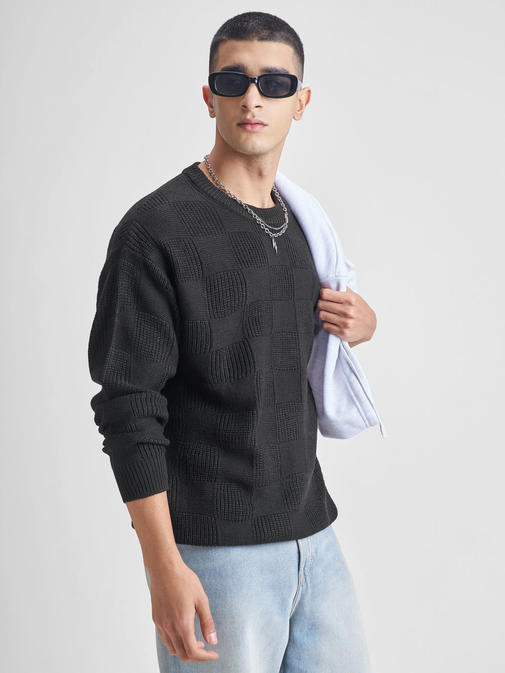 Highlander Men Black Round Neck Pullover Sweater - Black - Image 6