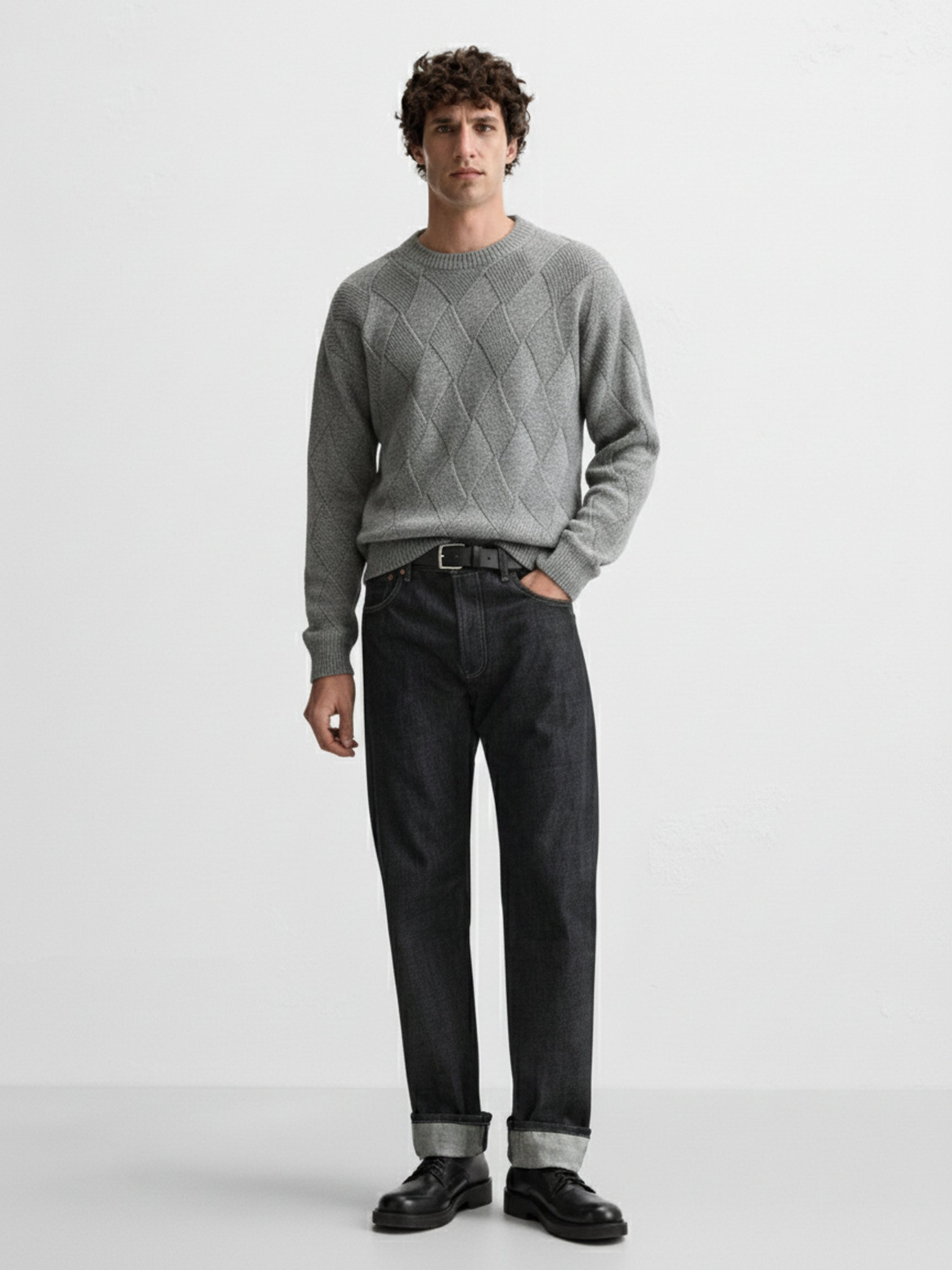 Highlander Men Grey Round Neck Pullover Sweater - Grey - Image 2