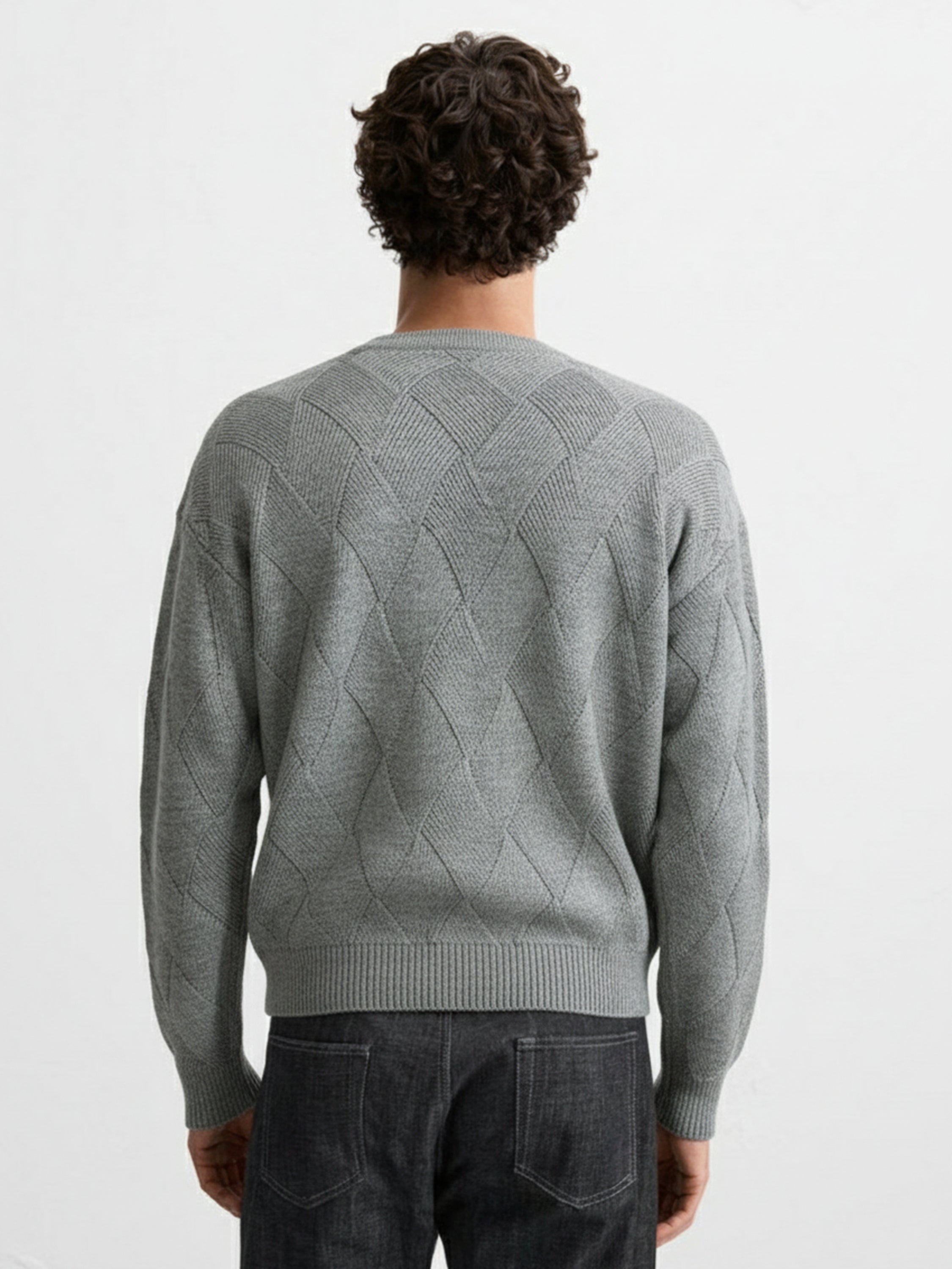 Highlander Men Grey Round Neck Pullover Sweater - Grey - Image 3