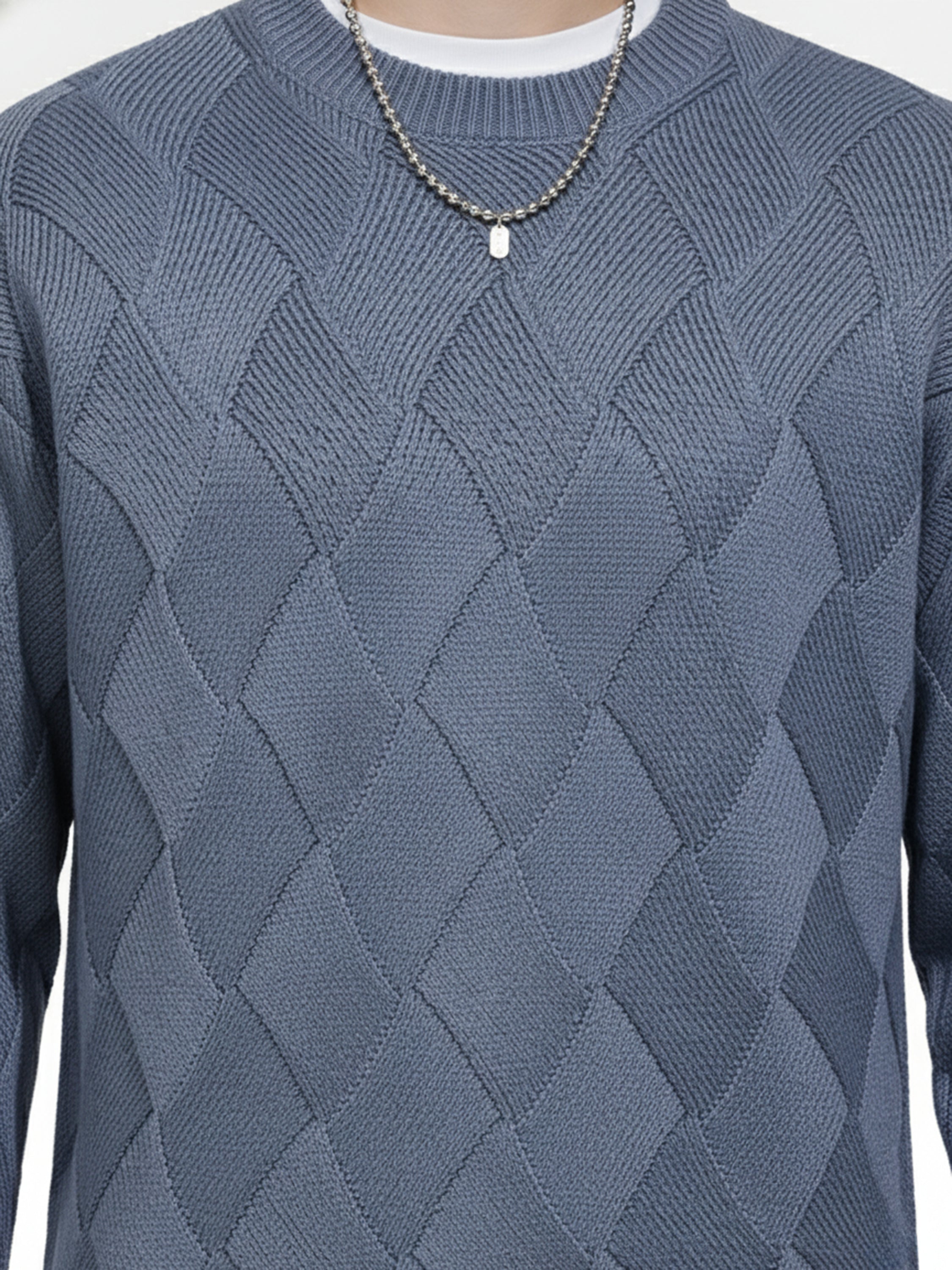 Highlander Men Grey Round Neck Pullover Sweater - Grey - Image 4