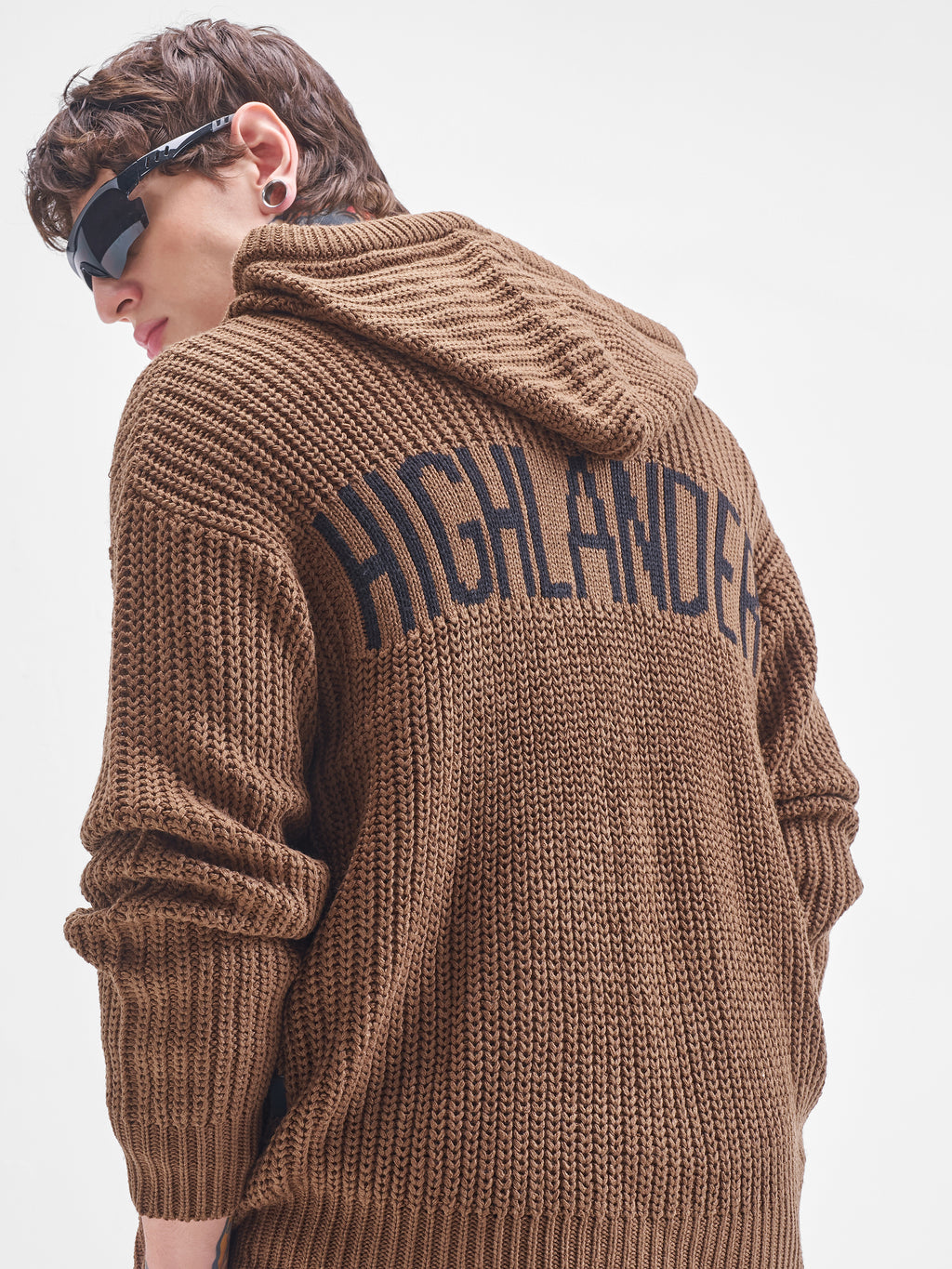 Highlander Men Brown Hood Front-Open Sweater - Brown - Image 1