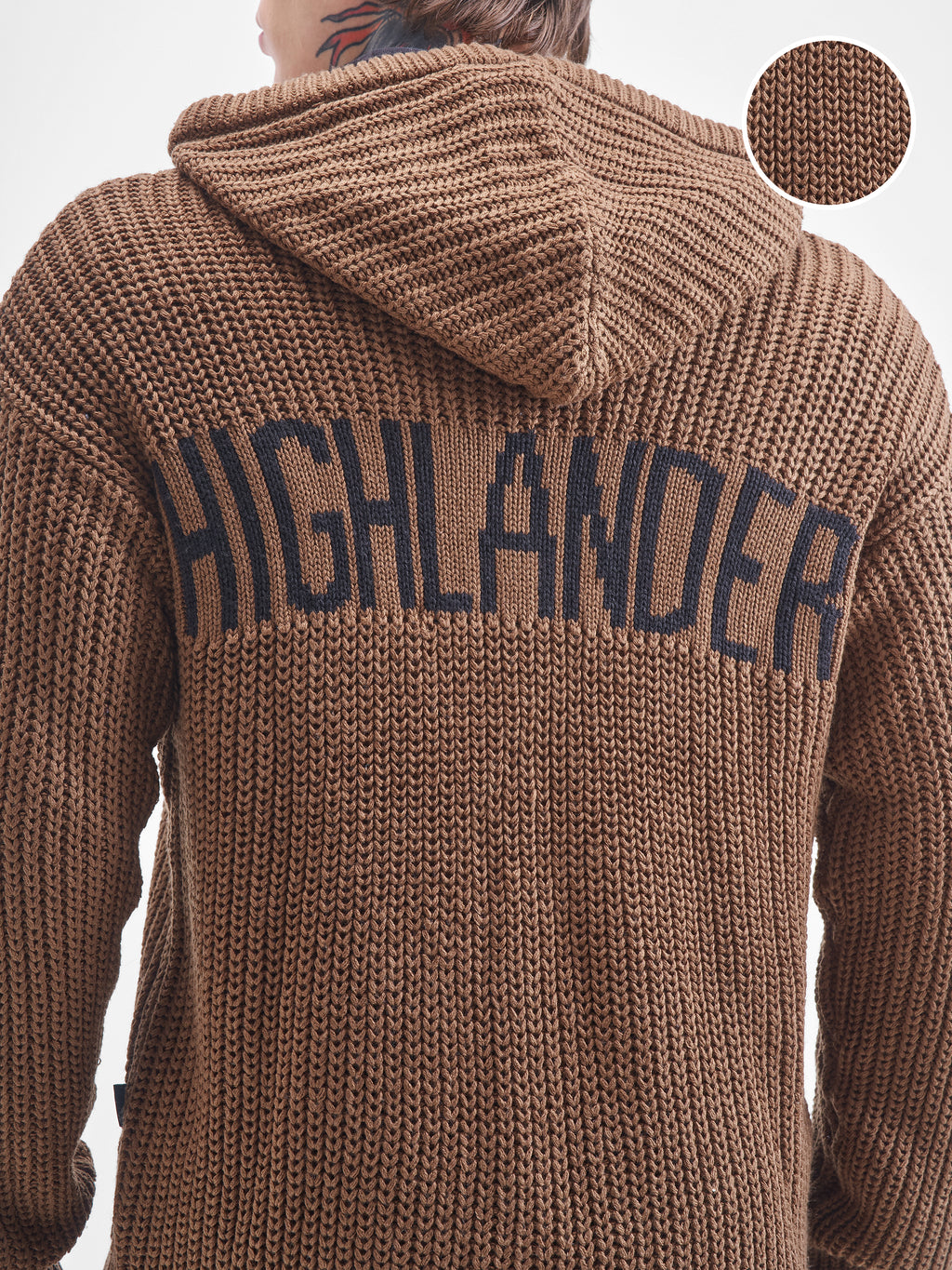 Highlander Men Brown Hood Front-Open Sweater - Brown - Image 5