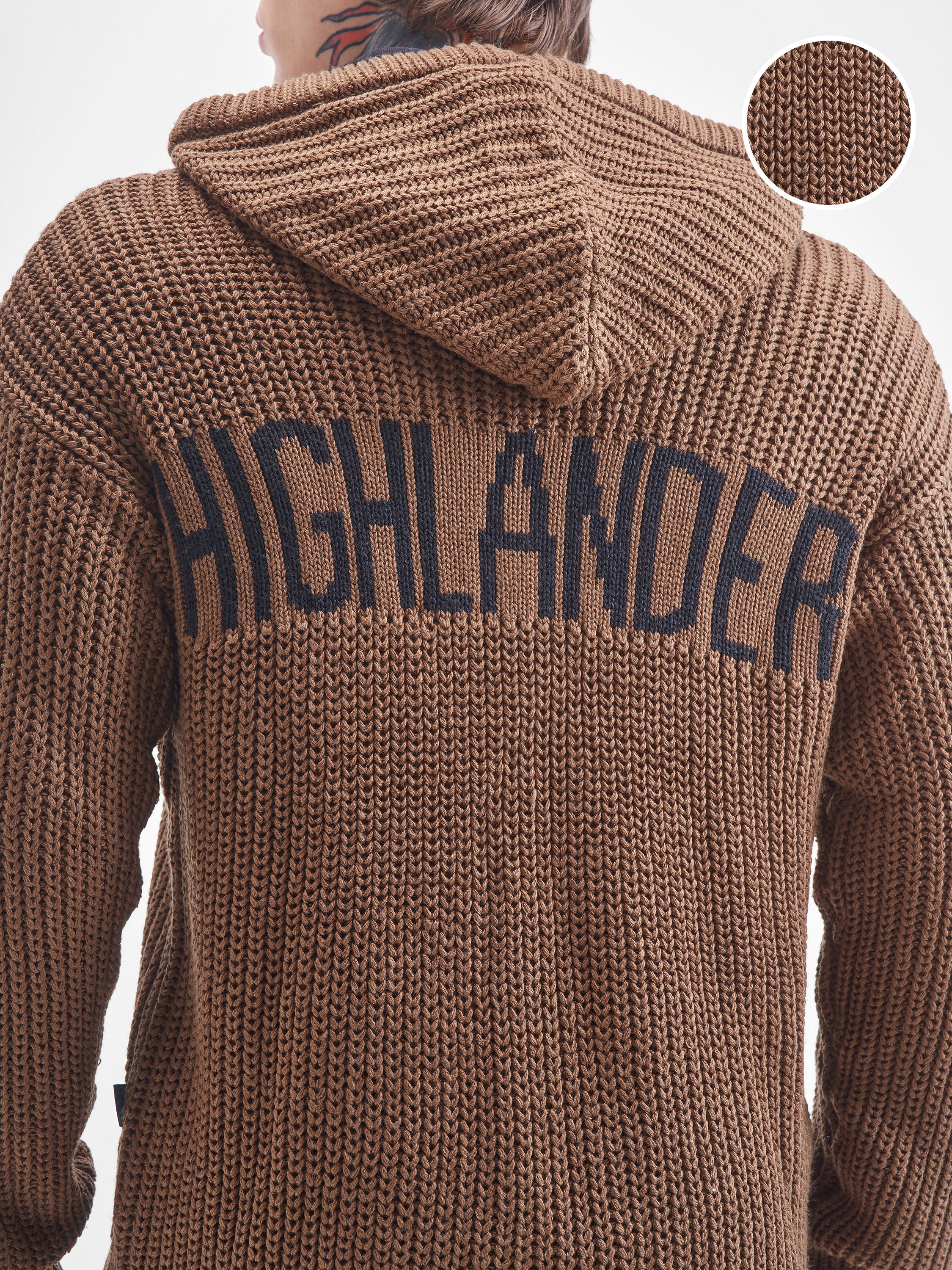 Highlander Men Brown Hood Front-Open Sweater - Brown - Image 5