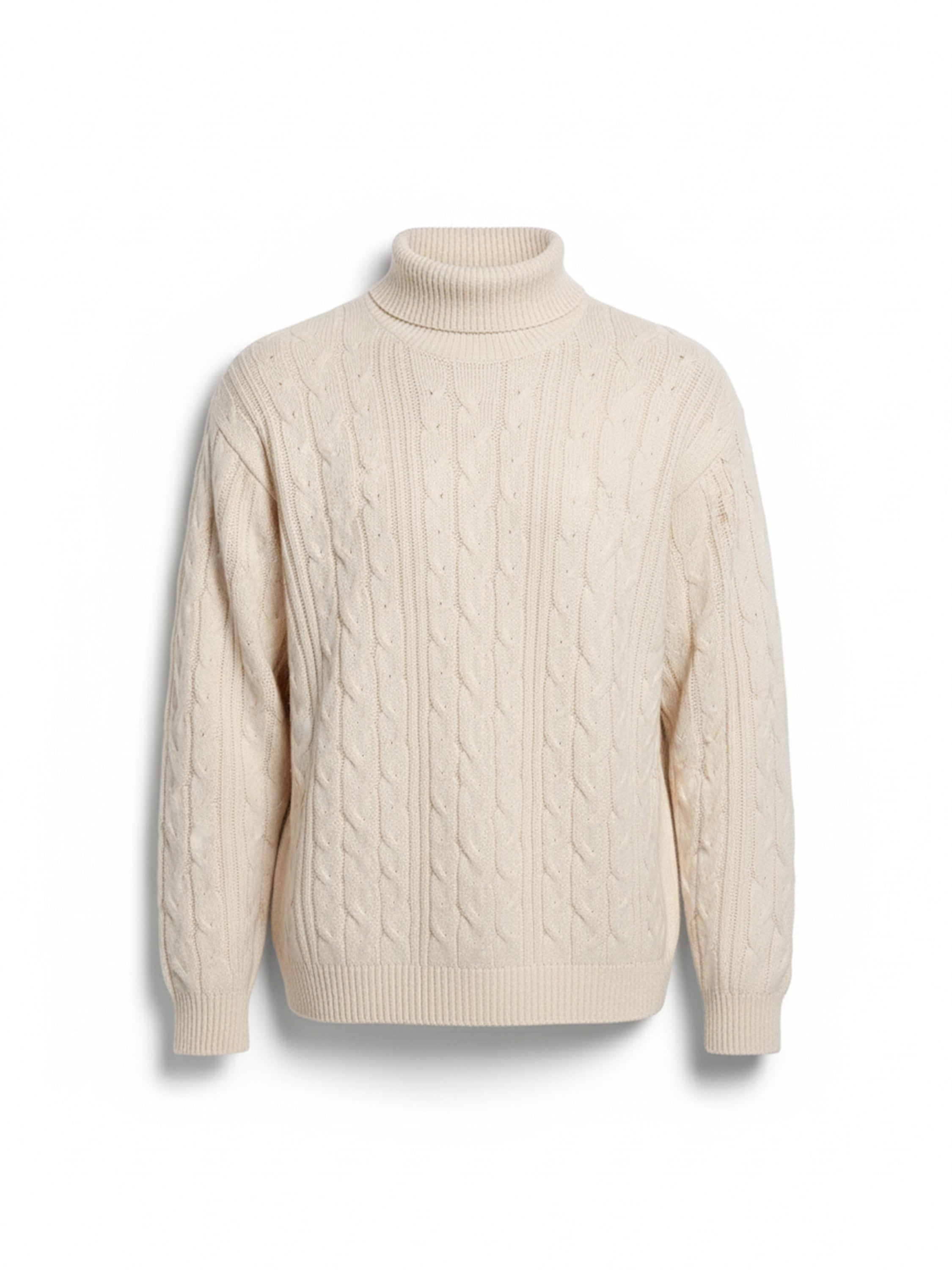 Highlander Men Off White Turtle Neck Pullover Sweater - Off White - Image 3