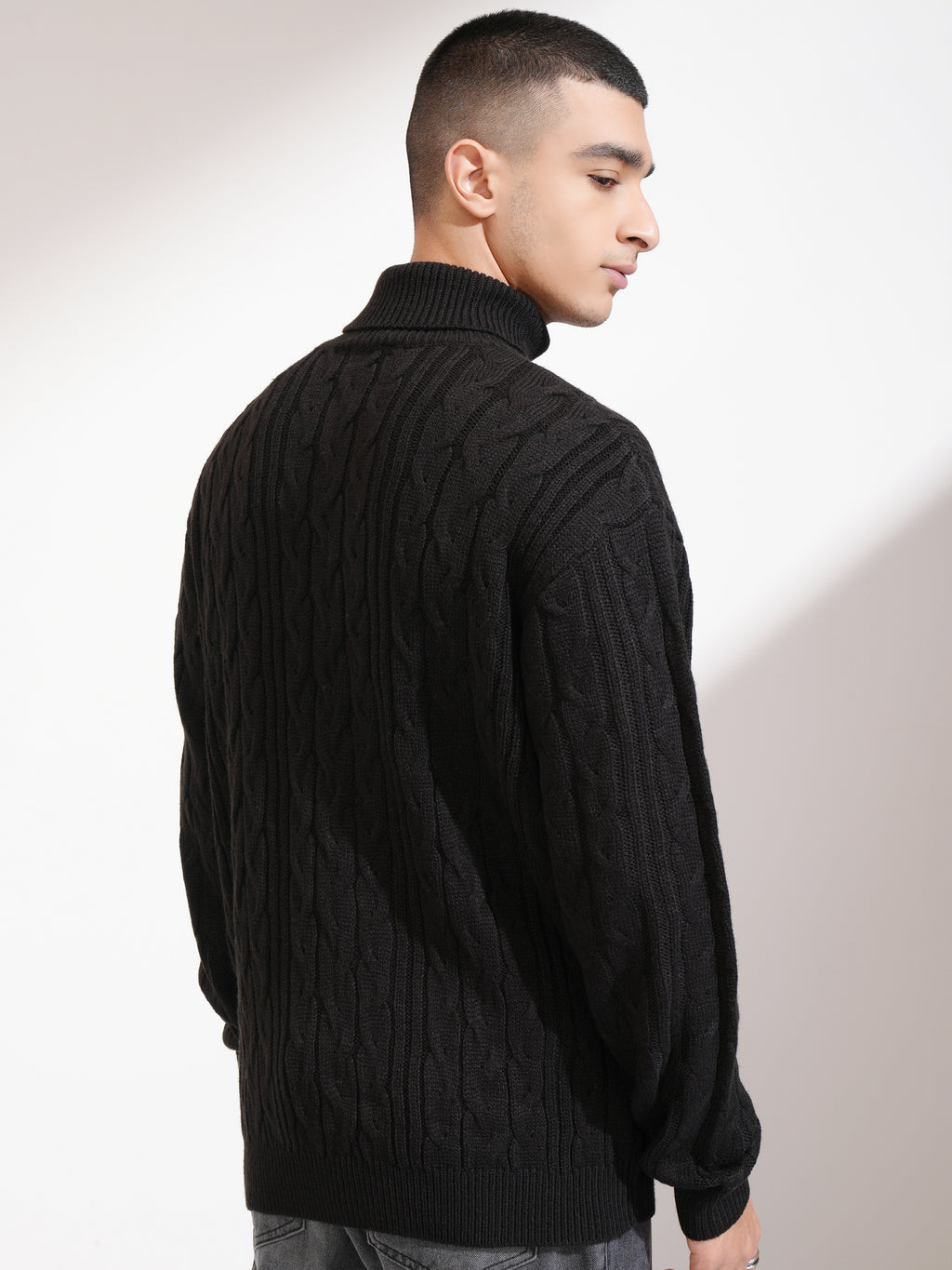 Highlander Men Black Turtle Neck Pullover Sweater - Black - Image 3