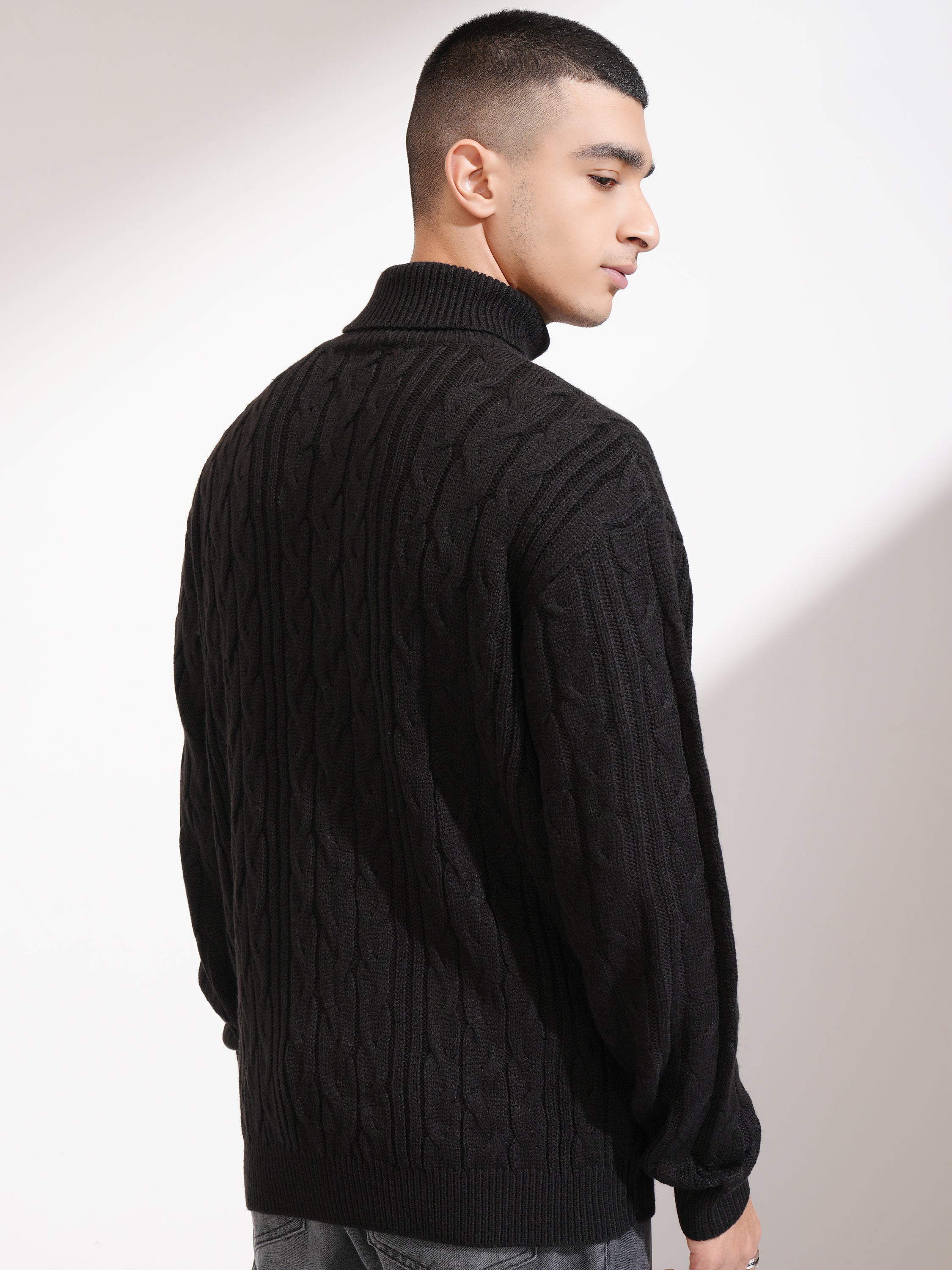 Highlander Men Black Turtle Neck Pullover Sweater - Black - Image 3