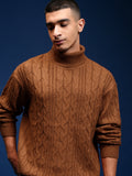 Highlander Men Brown Turtle Neck Pullover Sweater - Brown - Image 1