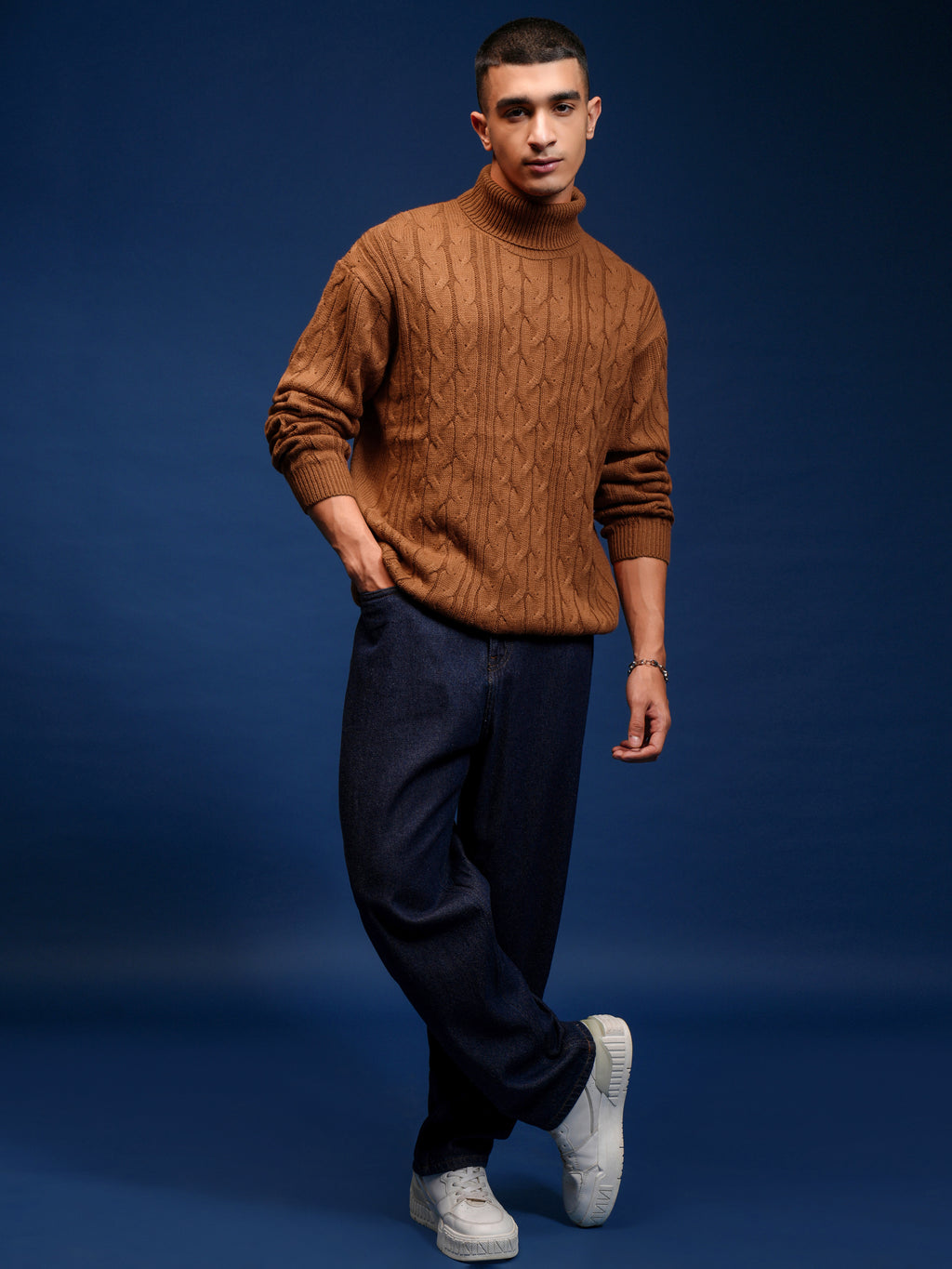 Highlander Men Brown Turtle Neck Pullover Sweater - Brown - Image 2
