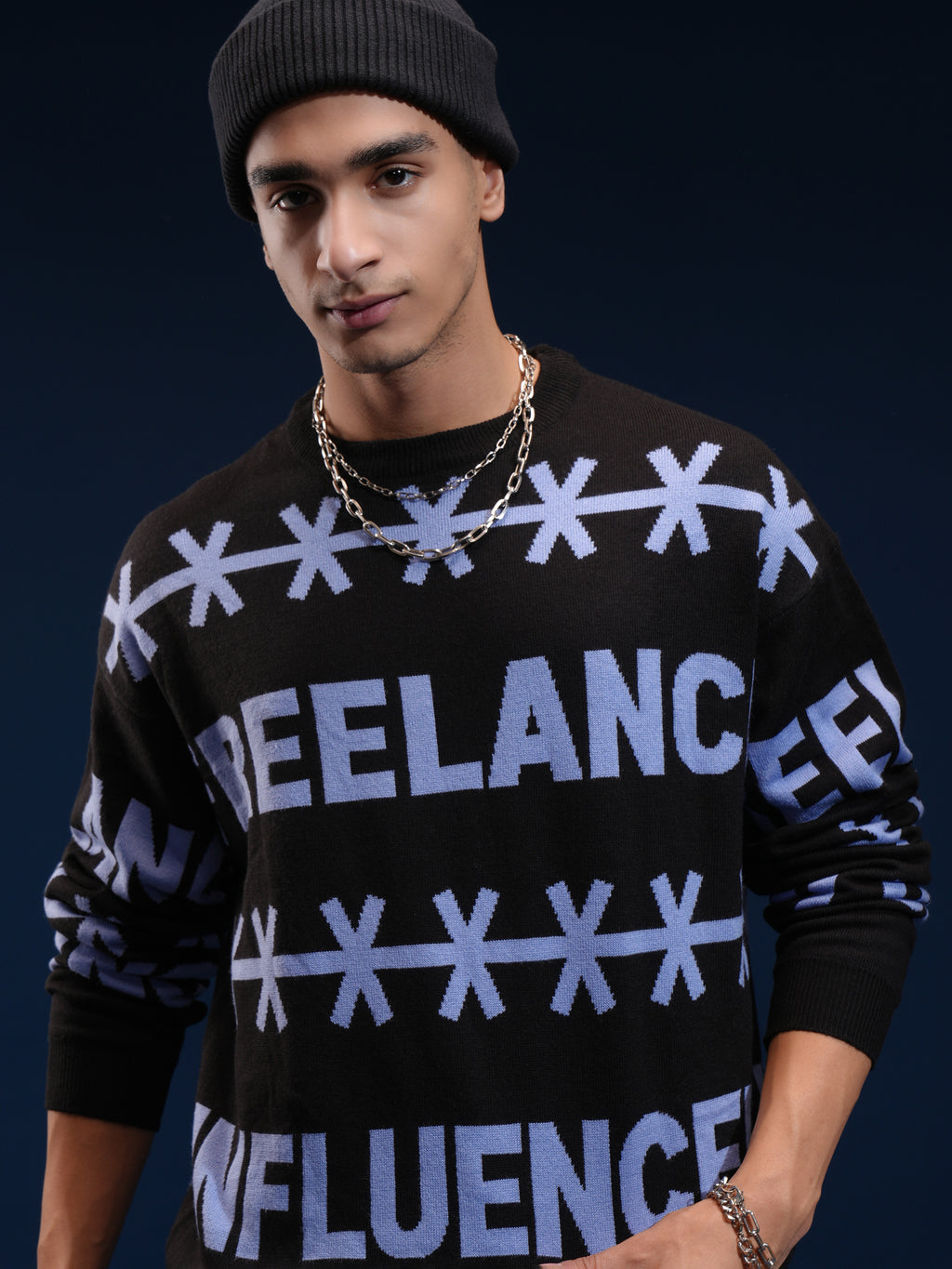 Highlander Men Black Round Neck Pullover Sweater - Black - Image 1