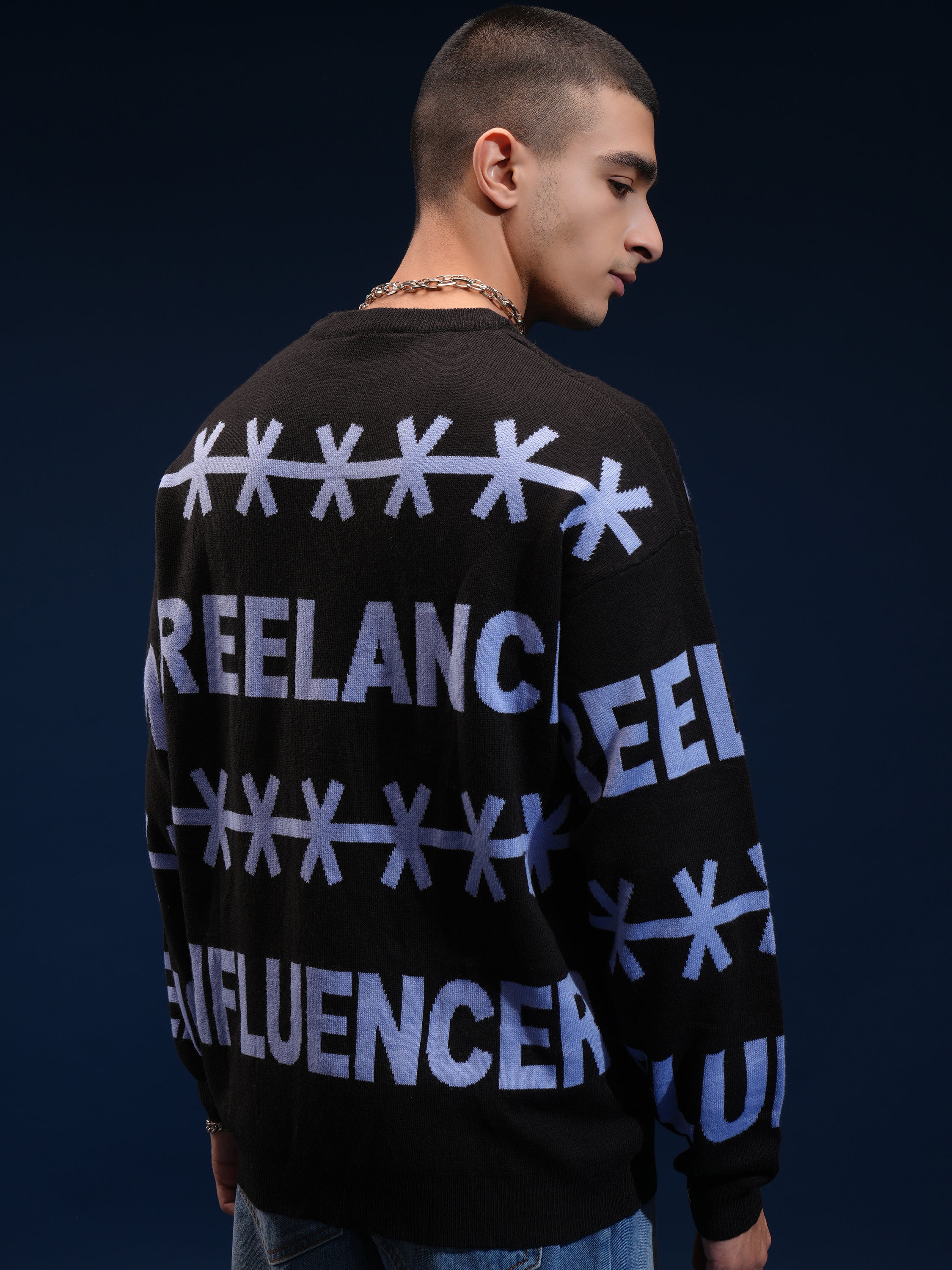 Highlander Men Black Round Neck Pullover Sweater - Black - Image 3