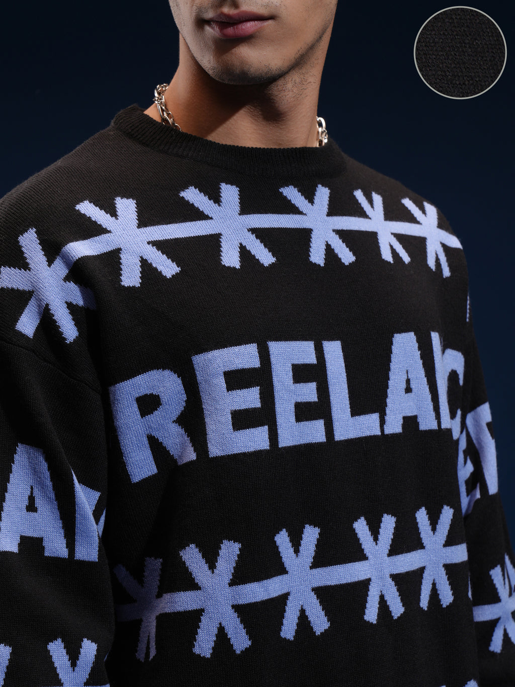 Highlander Men Black Round Neck Pullover Sweater - Black - Image 5