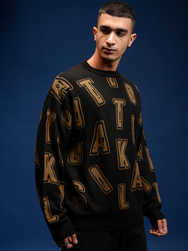Highlander Men Black Round Neck Pullover Sweater - Black - Image 6