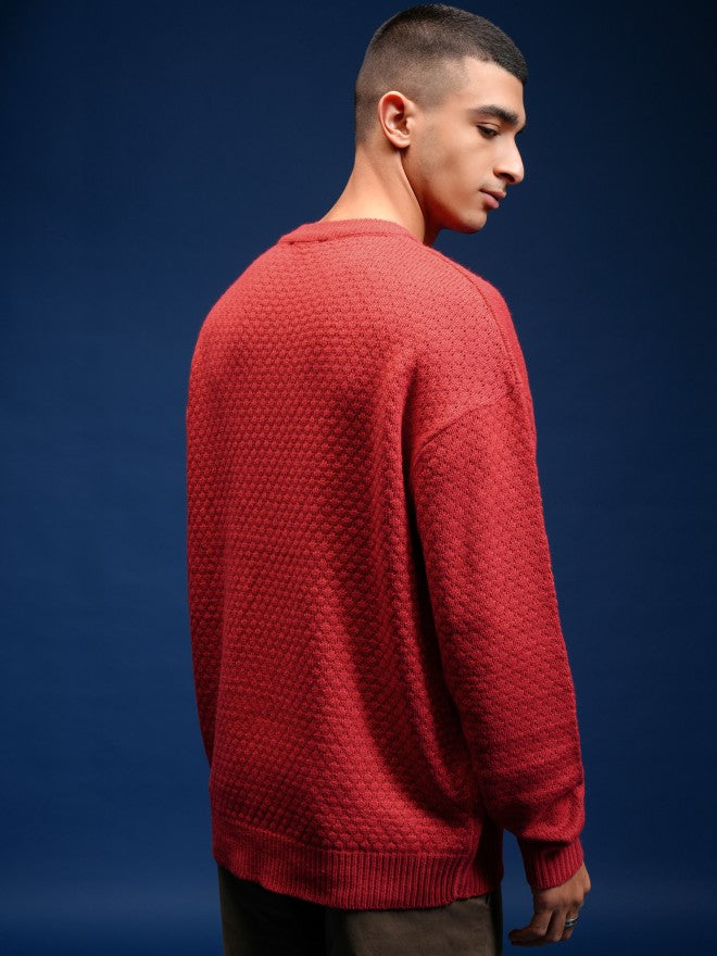 Highlander Men Red Round Neck Pullover Sweater - Red - Image 3