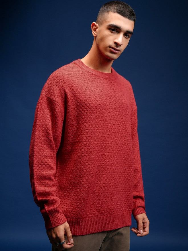 Highlander Men Red Round Neck Pullover Sweater - Red - Image 6