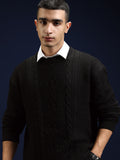 Highlander Men Black Round Neck Pullover Sweater - Black - Image 1