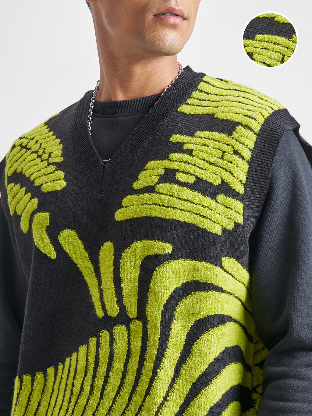 Highlander Men Black V-Neck Pullover Sweater - Black - Image 5
