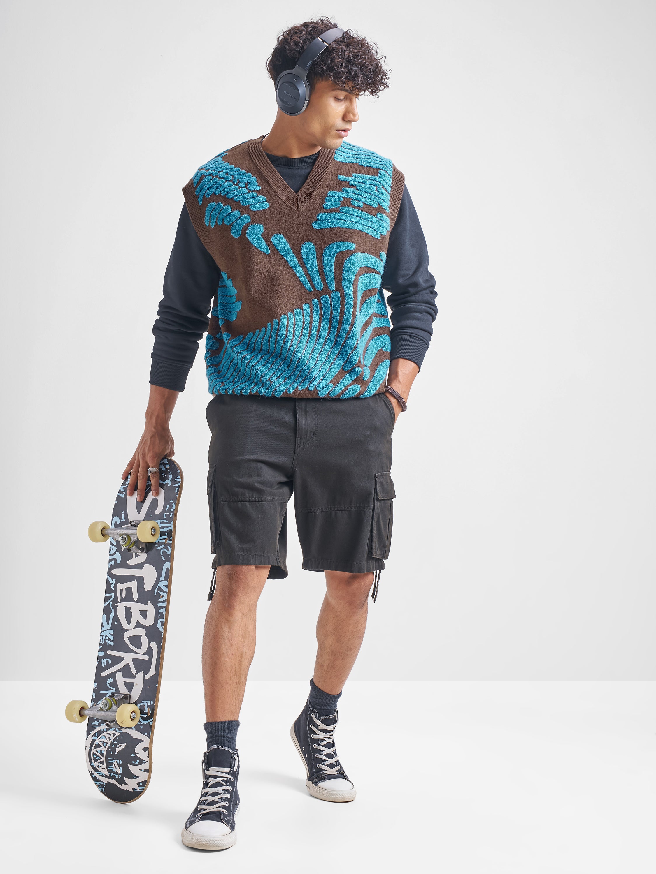 Highlander Men Brown V-Neck Pullover Sweater - Brown - Image 2