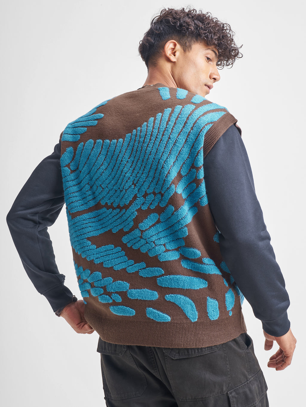 Highlander Men Brown V-Neck Pullover Sweater - Brown - Image 3