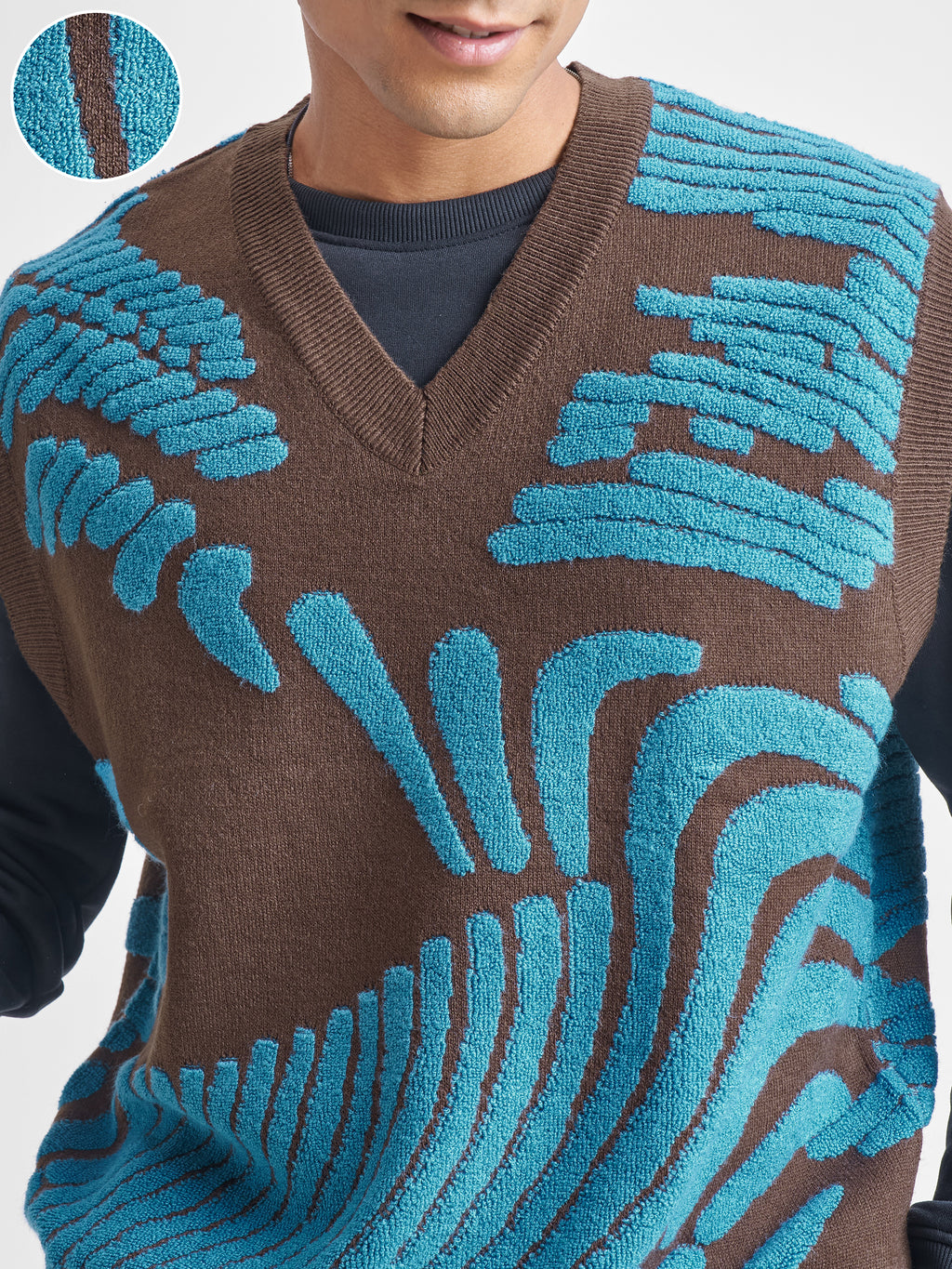 Highlander Men Brown V-Neck Pullover Sweater - Brown - Image 5