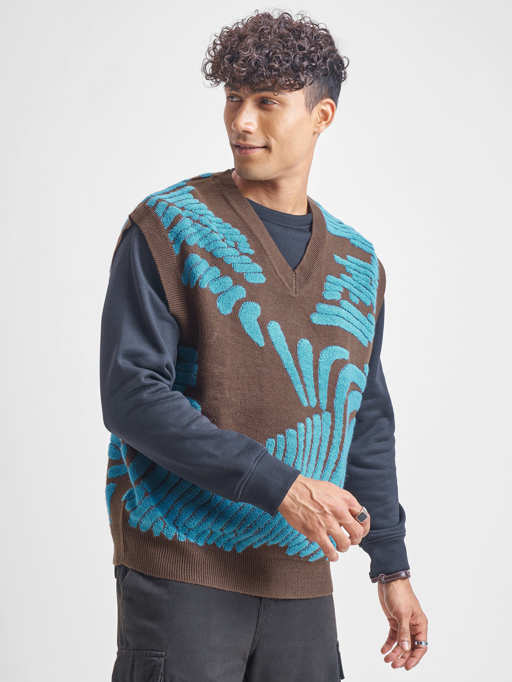 Highlander Men Brown V-Neck Pullover Sweater - Brown - Image 6