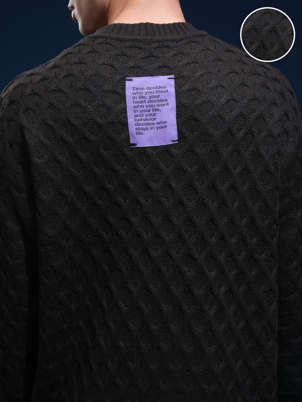 Highlander Men Black Round Neck Pullover Sweater - Black - Image 5