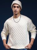Highlander Men Off White Round Neck Pullover Sweater - Off White - Image 1