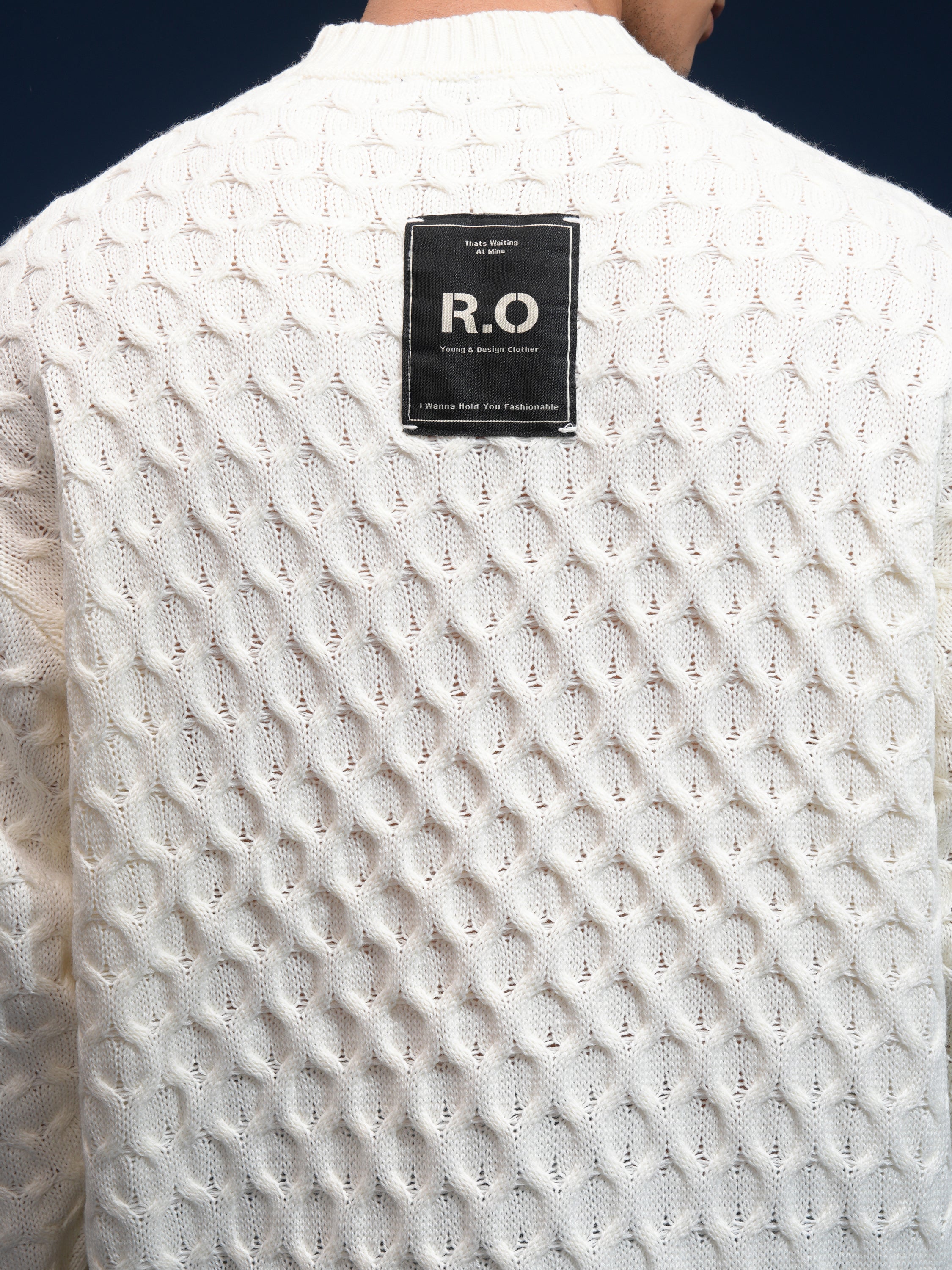 Highlander Men Off White Round Neck Pullover Sweater - Off White - Image 7