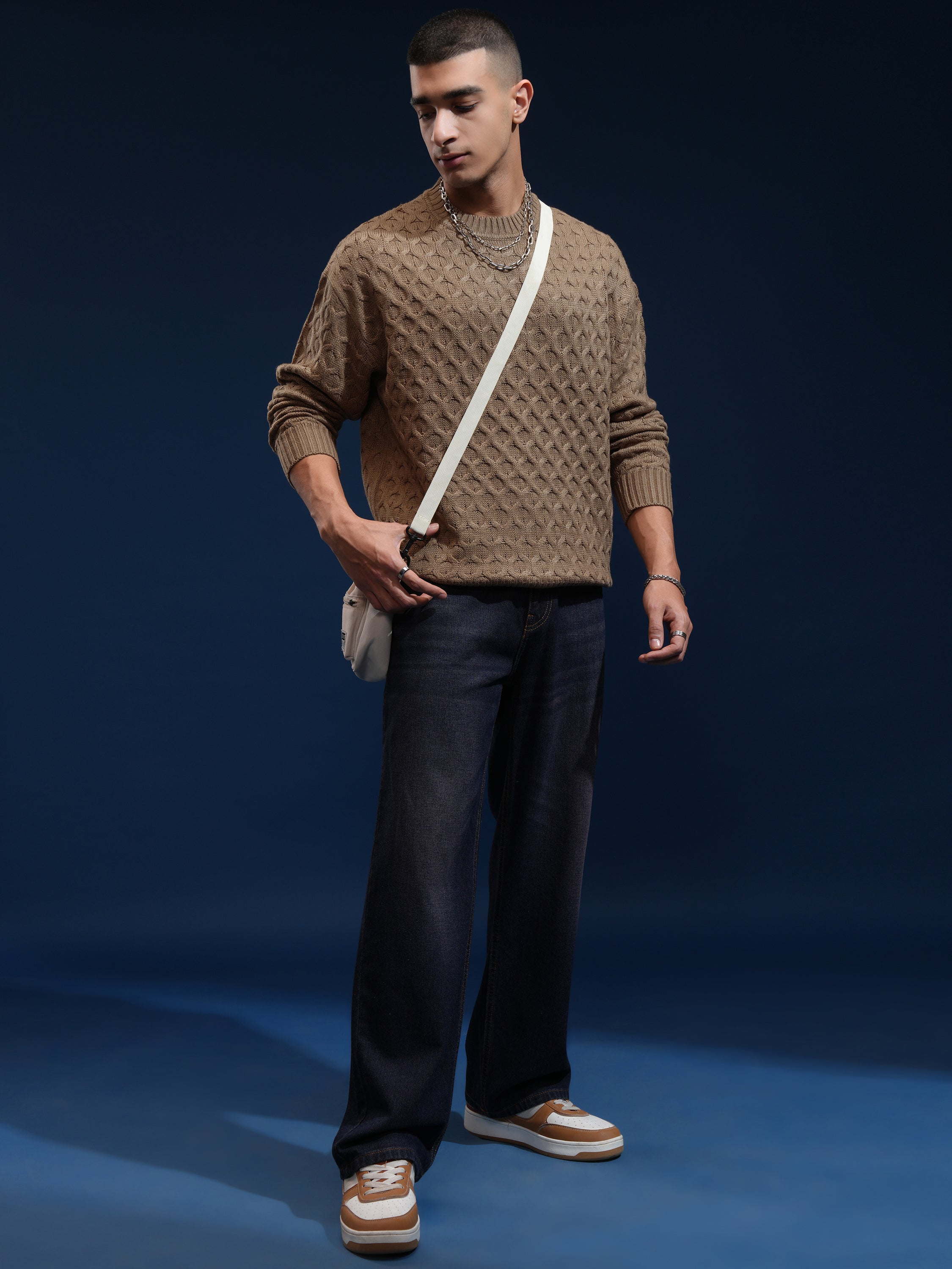 Highlander Men Brown Round Neck Pullover Sweater - Brown - Image 2