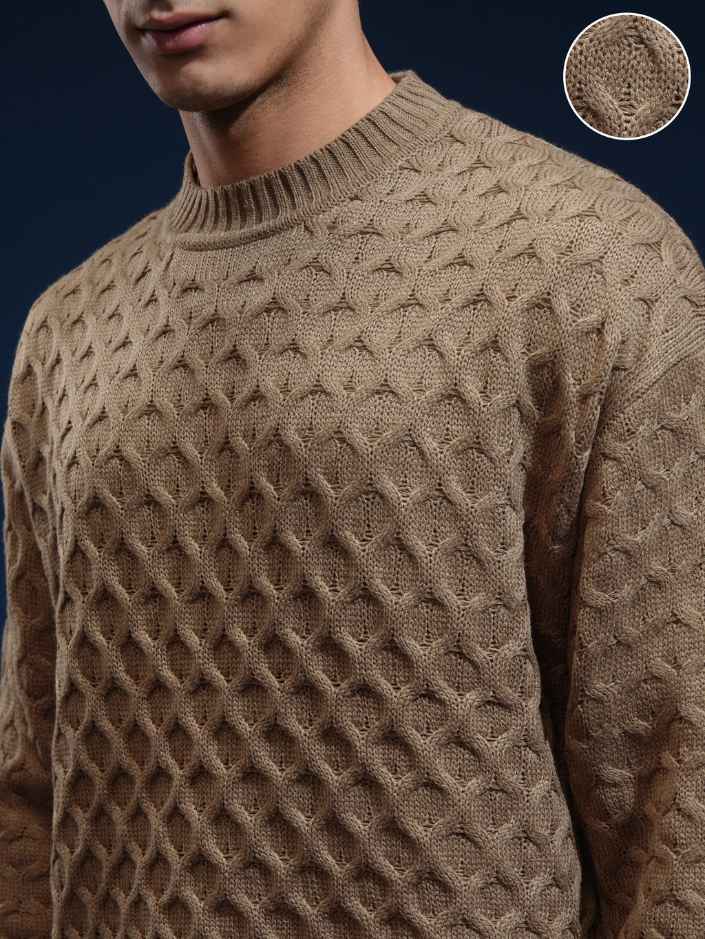 Highlander Men Brown Round Neck Pullover Sweater - Brown - Image 5