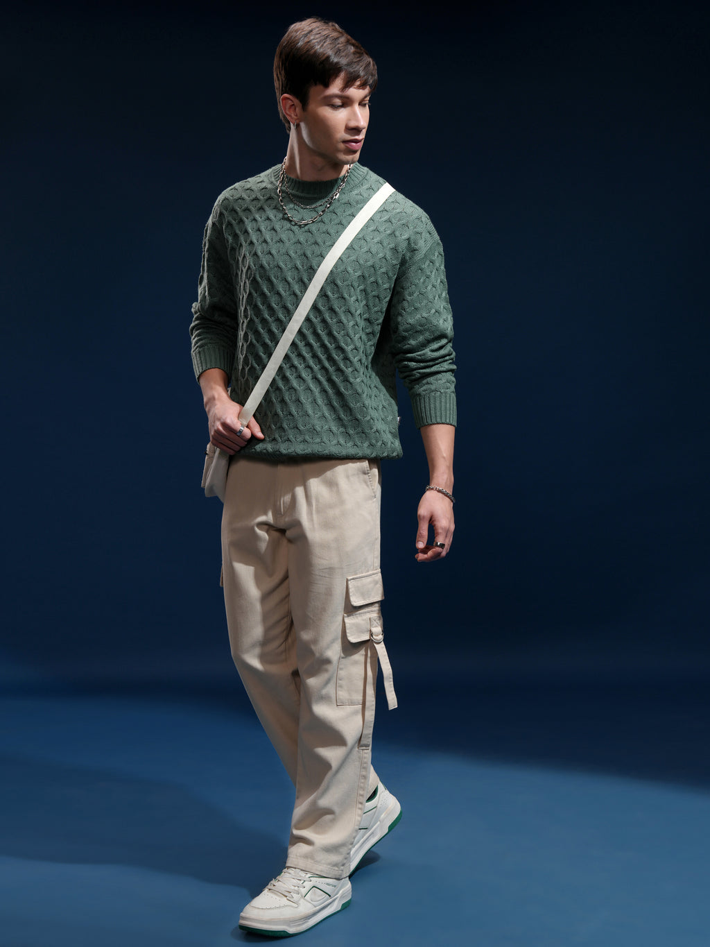 Highlander Men Green Round Neck Pullover Sweater - Green - Image 2