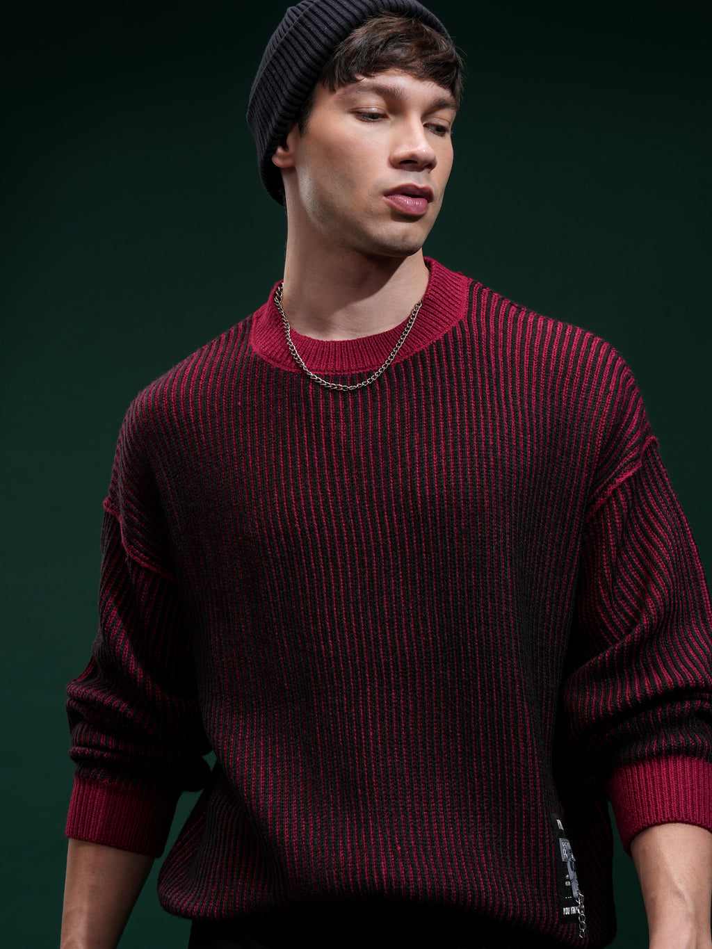 Highlander Men Black Round Neck Pullover Sweater - Black - Image 1