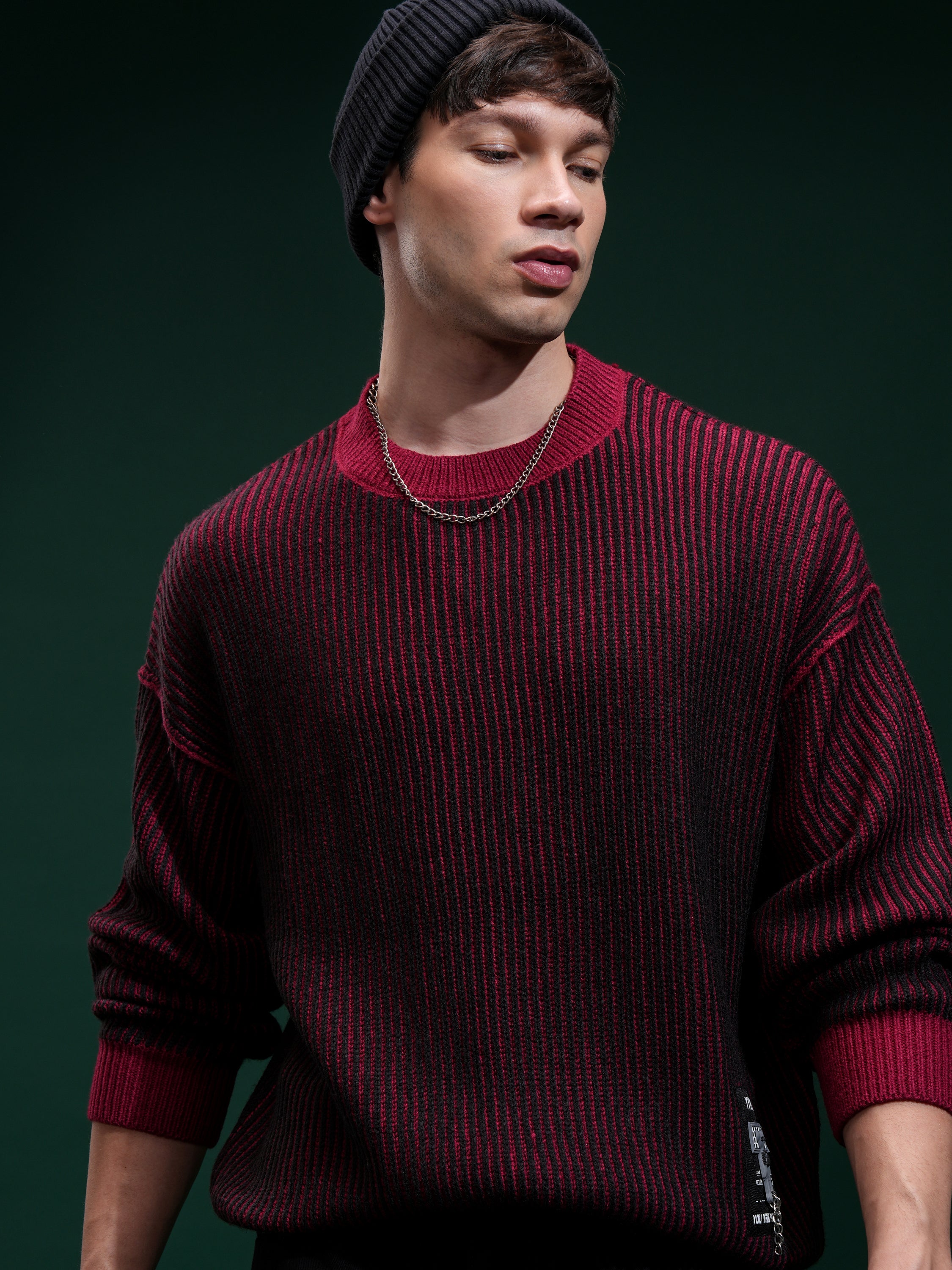 Highlander Men Black Round Neck Pullover Sweater - Black - Image 1