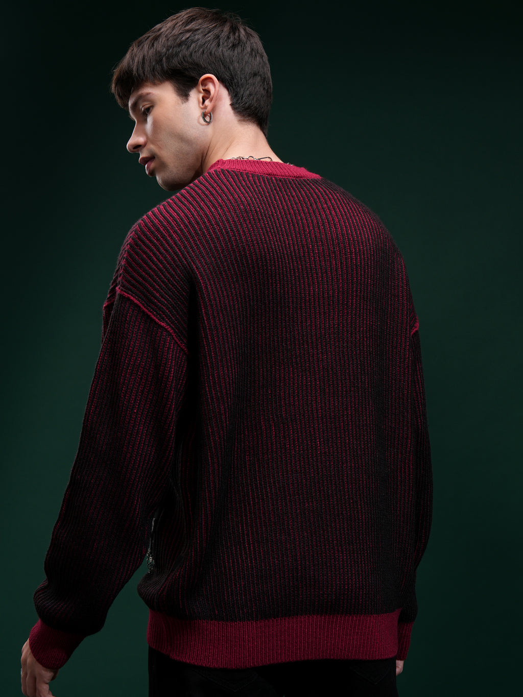 Highlander Men Black Round Neck Pullover Sweater - Black - Image 3