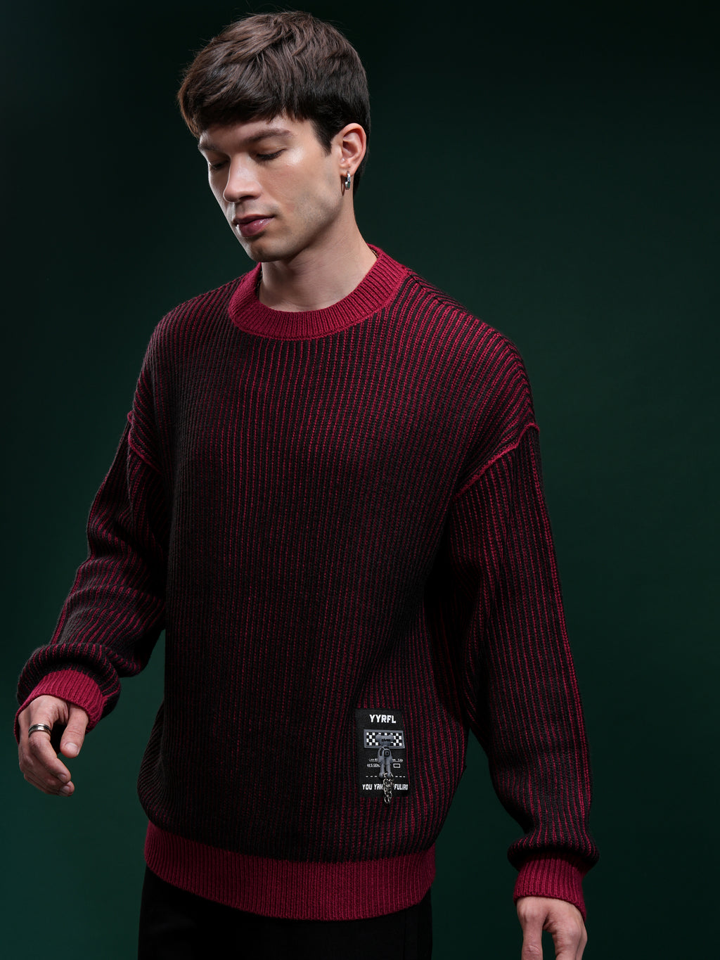 Highlander Men Black Round Neck Pullover Sweater - Black - Image 4