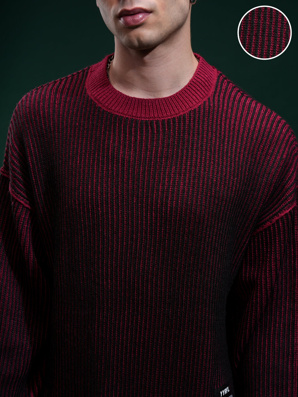 Highlander Men Black Round Neck Pullover Sweater - Black - Image 5