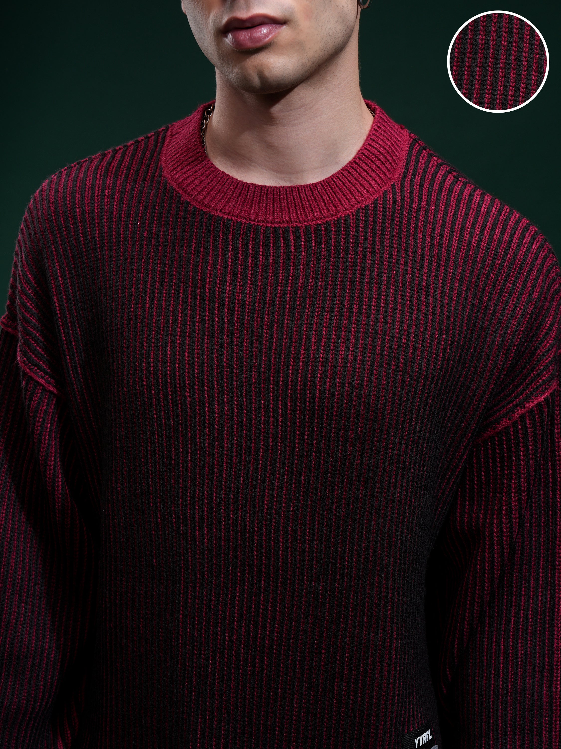 Highlander Men Black Round Neck Pullover Sweater - Black - Image 5