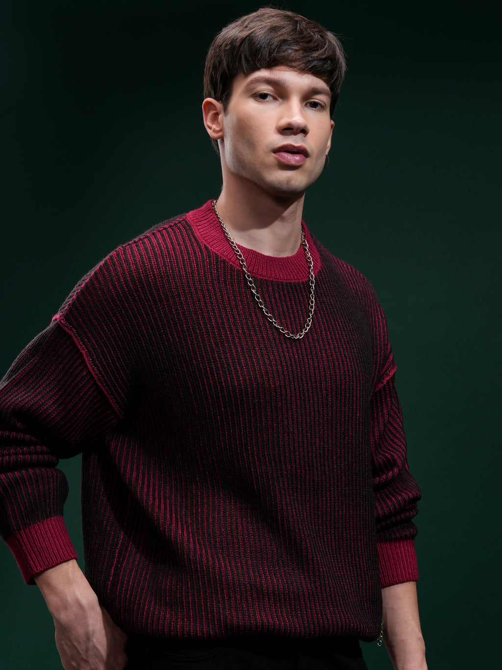 Highlander Men Black Round Neck Pullover Sweater - Black - Image 6