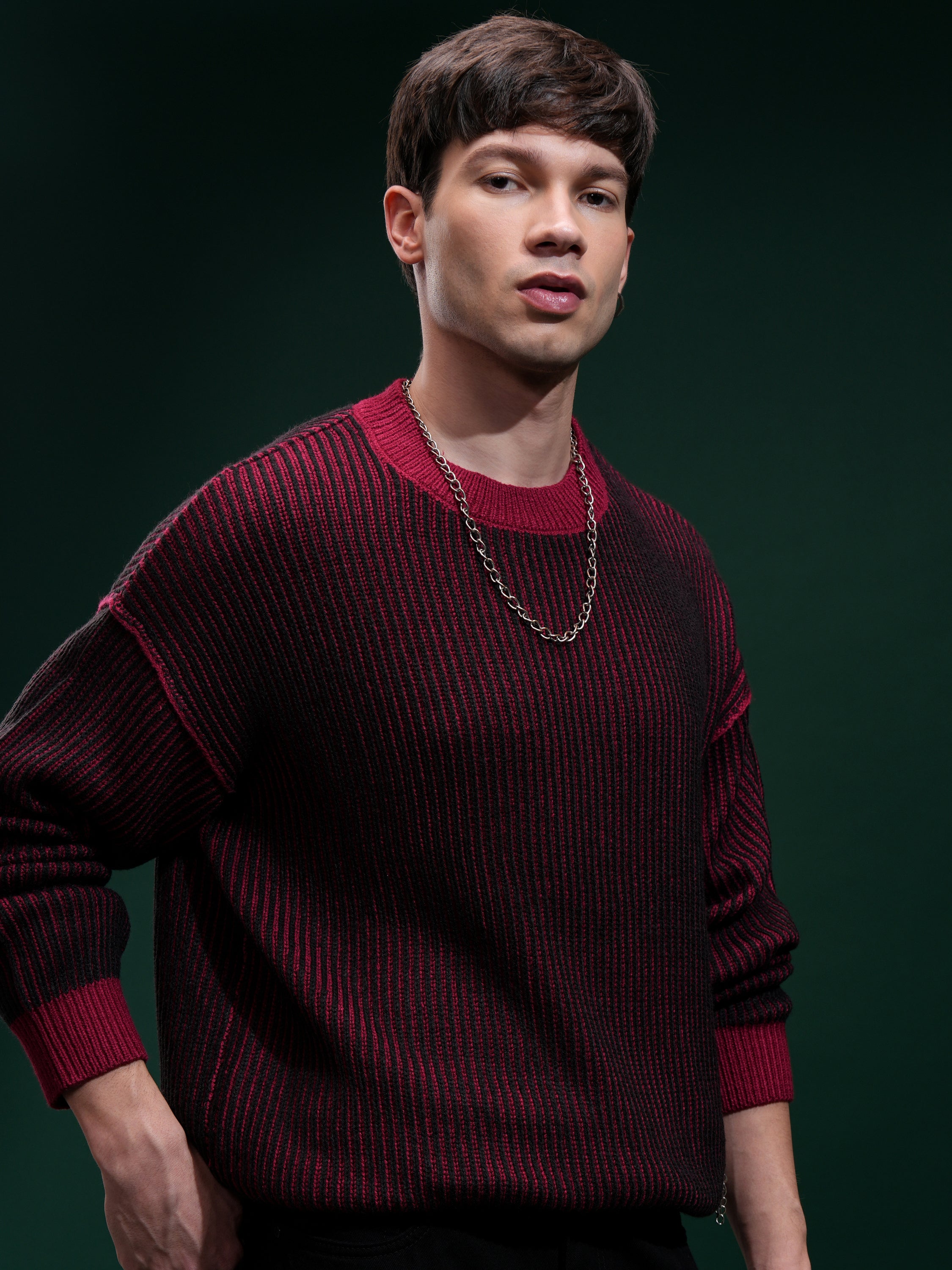 Highlander Men Black Round Neck Pullover Sweater - Black - Image 6
