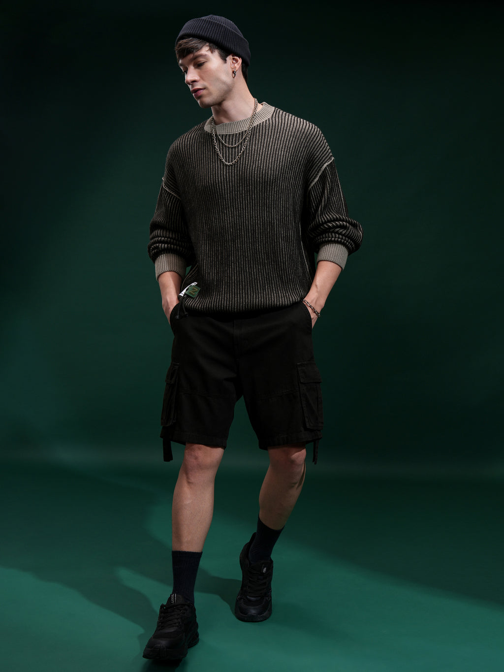 Highlander Men Black Round Neck Pullover Sweater - Black - Image 2
