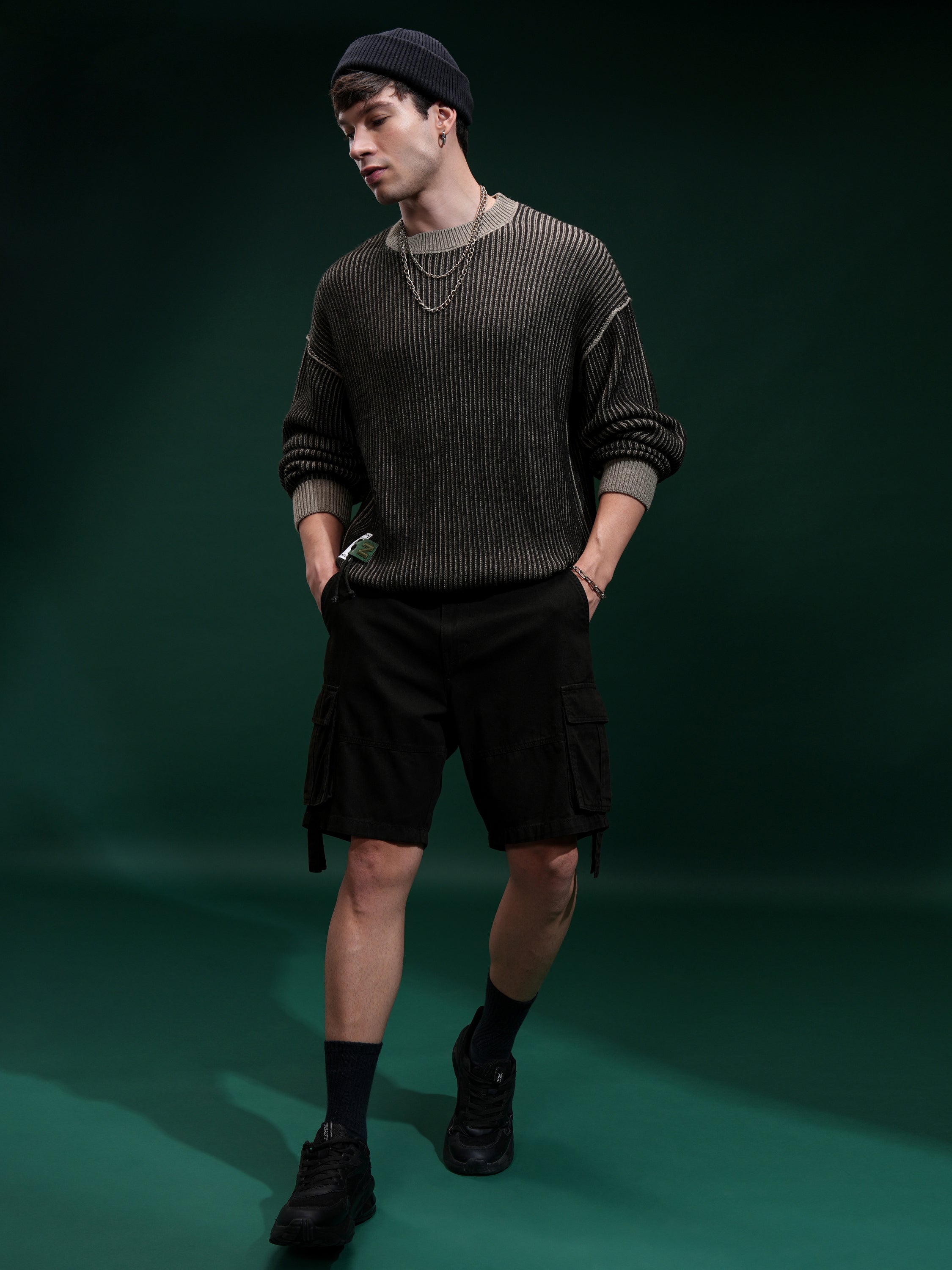 Highlander Men Black Round Neck Pullover Sweater - Black - Image 2