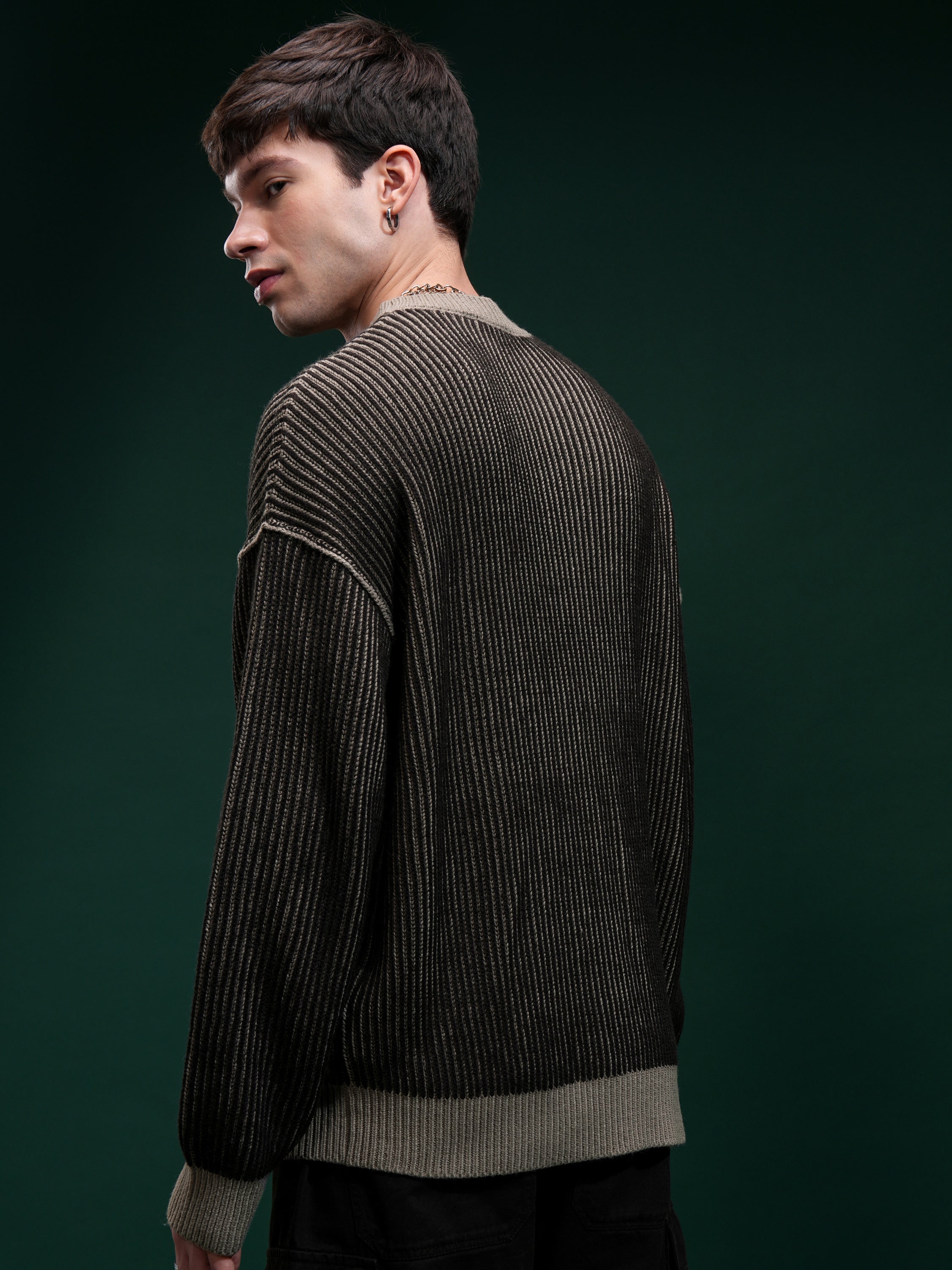 Highlander Men Black Round Neck Pullover Sweater - Black - Image 3