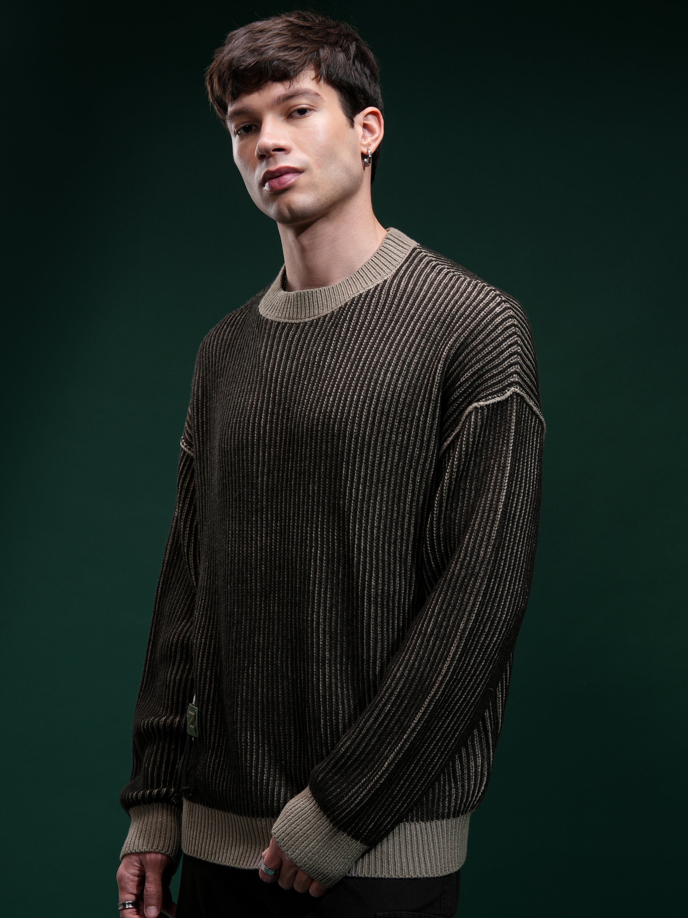 Highlander Men Black Round Neck Pullover Sweater - Black - Image 4